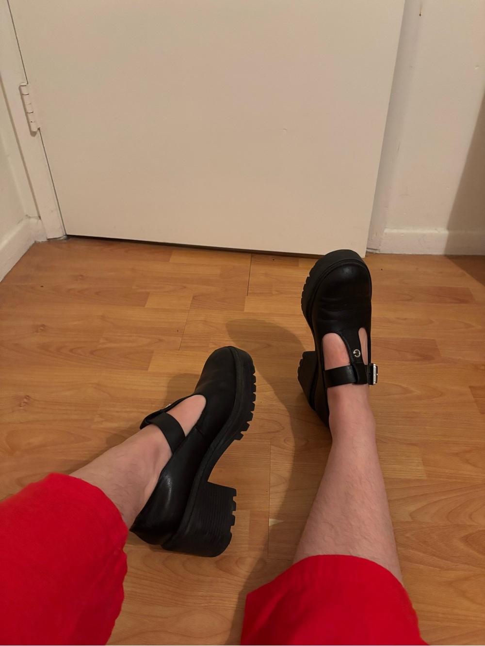Black Mary Jane Block Heel Shoes with Buckle Strap